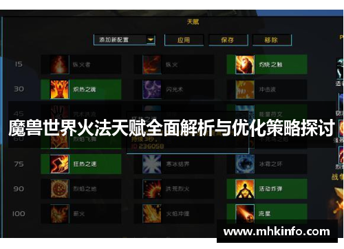 魔兽世界火法天赋全面解析与优化策略探讨